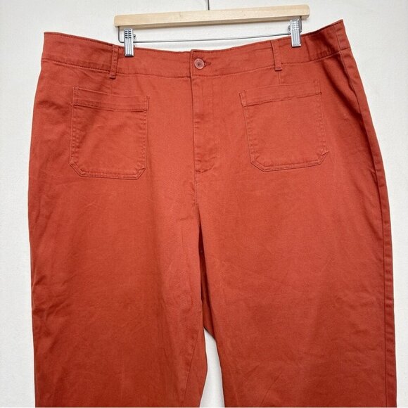 Bagatelle Womens 3X Rust Orange Twill Patch Pocket Cropped Pants - Picture 3 of 13